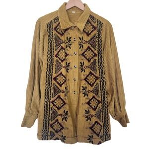 Free People Rare Corduroy Dreams Romper Women Small Gold Rush Embroidered Beaded